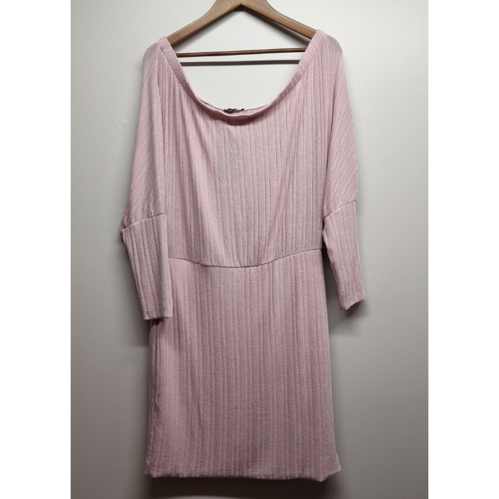 New Fashion Nova Mini Dress Women Plus Size 2X Pink Knee Length Off Shoulder